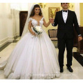 Cheap Classic Bride Modern Ball Gown Russian Wedding Dress with Cap Sleeves